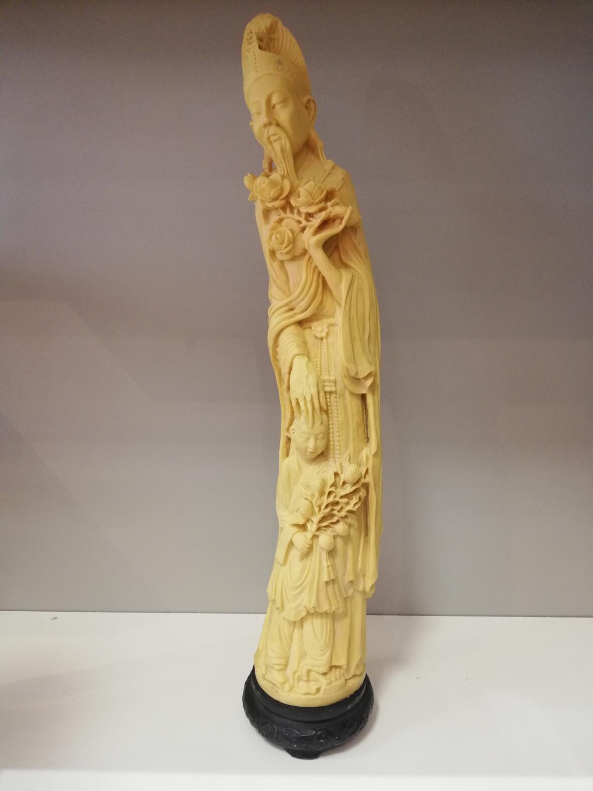 Älterer Chinesischer gelehrter mit Schüler  - Statuette 