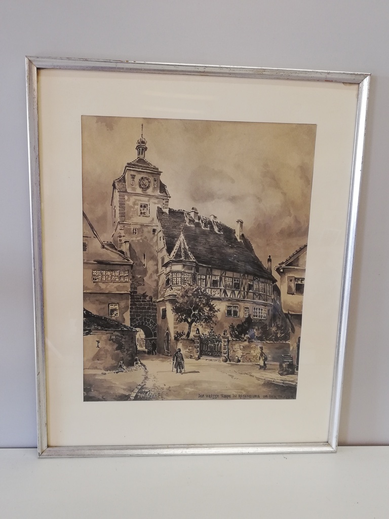 Aquarell ,, Der Weisse Turm in Rothenburg ob der Tauber 